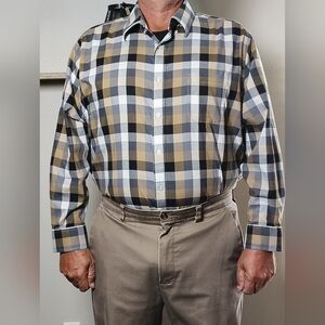 Daniel Cremieux Men's Checkered Button-Down Shirt - Black, White, Brown XXL